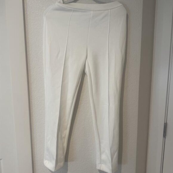 White High Waisted Slim Jogger Pants - Picture 3 of 3